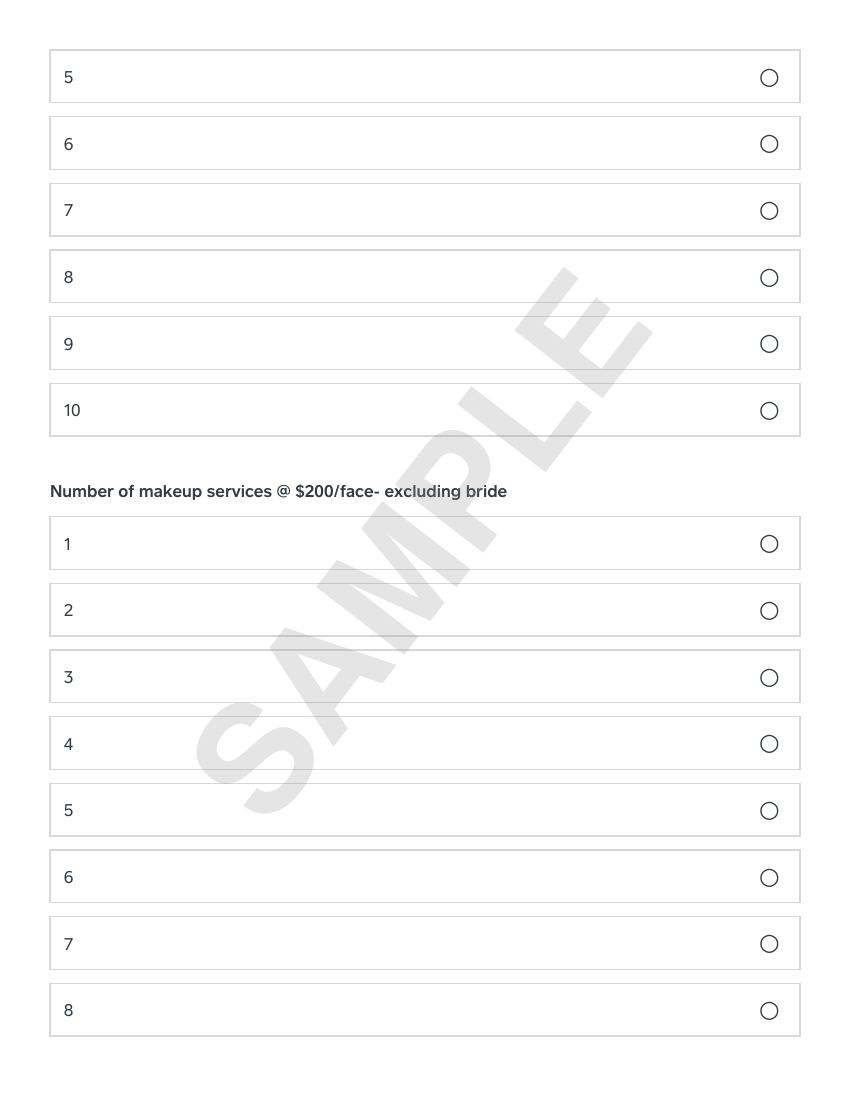 On-location hair and makeup services contract sample, page 3 of 6